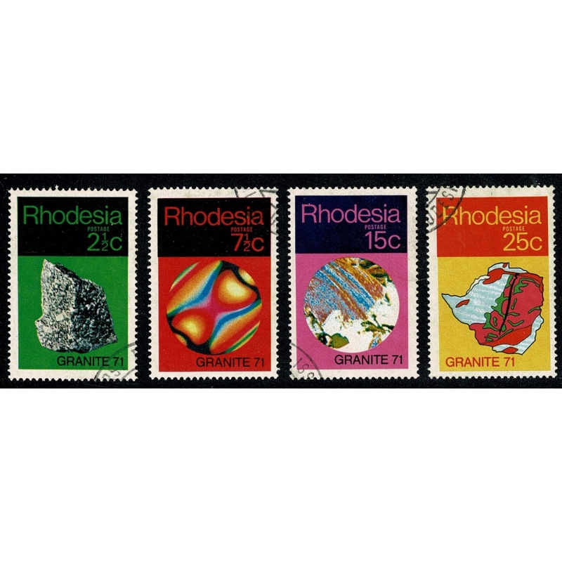 Rhodesia. 1971 "Granite 71" Geological Symposium. Set of 4 values Fine Used. SG 465-468