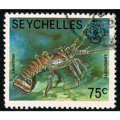Seychelles. 1977-84 (No Imprint). 75c "Crayfish". Fine Used single. SG 411A