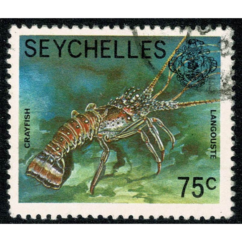 Seychelles. 1977-84 (No Imprint). 75c "Crayfish". Fine Used single. SG 411A