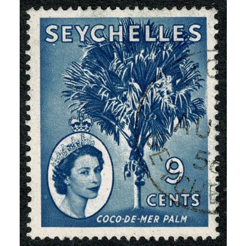 Seychelles. 1954-61 9c chalky-blue. Fine Used single. SG 176