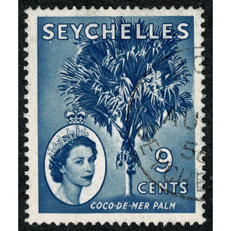 Seychelles. 1954-61 9c chalky-blue. Fine Used single. SG 176