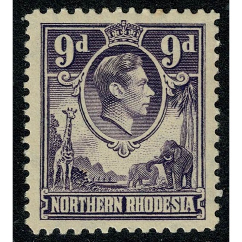Northern Rhodesia. 1938-52  9d violet. Mounted Mint. SG 39