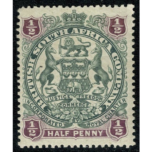 British South Africa Co. 1897. ½d grey-black & purple. Mounted Mint. SG 66