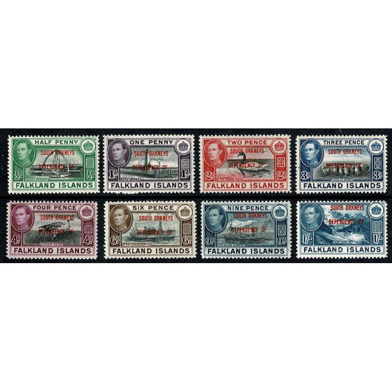 1944. Falkland Islands Overprinted "South Orkneys Dependency of. SG C1-C8
