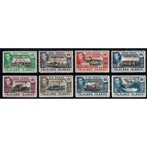 1944. Falkland Islands Overprinted "South Shetlands Dependency of. SG D1-D8