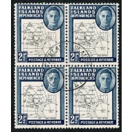 Falkland Island Dependencies. 1949 2½d black & deep blue. SG G11b. Fine Used block.