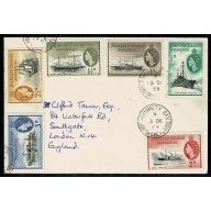 Falkland Islands Dependencies. 1954-62 ½d to 3d (6 values) Fine used on cover. SG G26-G31