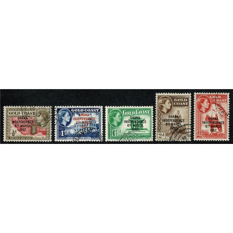 Ghana. 1957-58 Independence Optd set of 12 values. Fine Used. SG 170-181