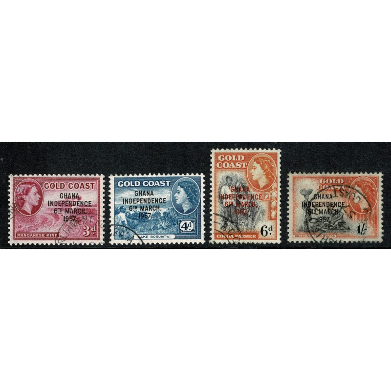 Ghana. 1957-58 Independence Optd set of 12 values. Fine Used. SG 170-181