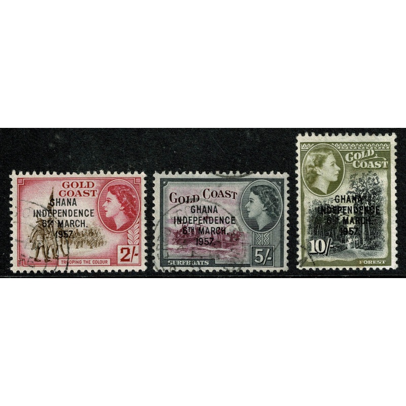 Ghana. 1957-58 Independence Optd set of 12 values. Fine Used. SG 170-181