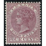 Ceylon 1880 4c rosy mauve SG 123. Mounted mint.
