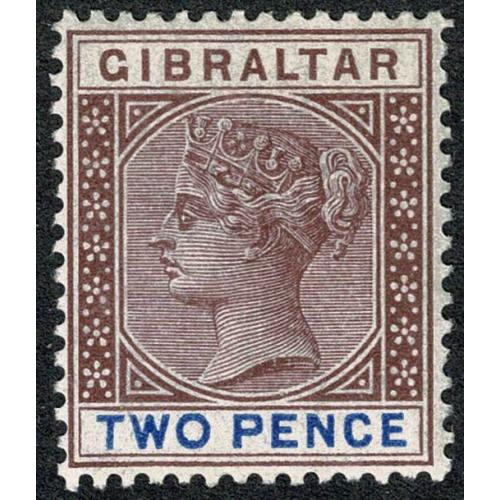 Gibraltar. 1898 2d brown-purple & ultramarine SG 41. Lightly mounted mint.