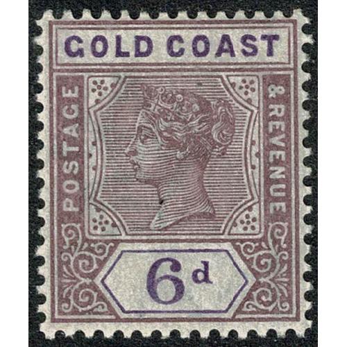 Gold Coast.1898 6d dull mauve & violet SG 30. Lightly mounted mint.