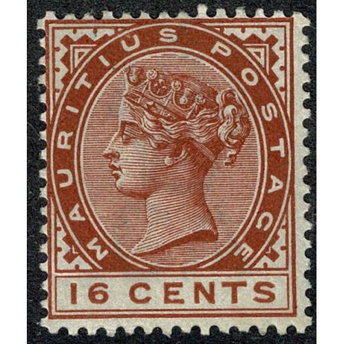 Mauritius. 1885 16c chestnut SG 109. Lightly mounted mint.