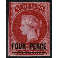 1863 St Helena 4d carmine. Unused. SG 5