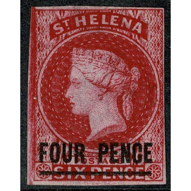 1863 St Helena 4d carmine. Unused. SG 5