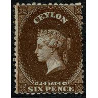 1869 6d deep brown. Unused. SG 67.