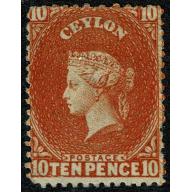 1867 10d red-orange. WATERMARK REVERSED. Mounted mint. SG 70bx