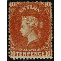 1867 10d red-orange. WATERMARK REVERSED. Mounted mint. SG 70bx