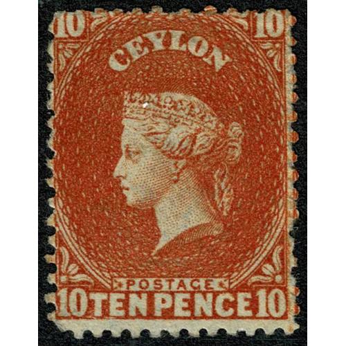 1867 10d red-orange. WATERMARK REVERSED. Mounted mint. SG 70bx