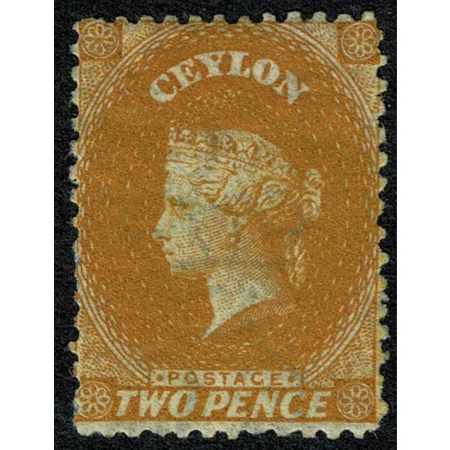 1864 2d ochre. WATERMARK REVERSED. Mounted mint. SG 51