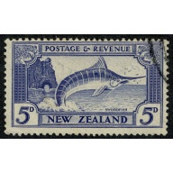 New Zealand. 1935 5d Ultramarine Perf 13-14 x 13½. Fine Used. SG 563.