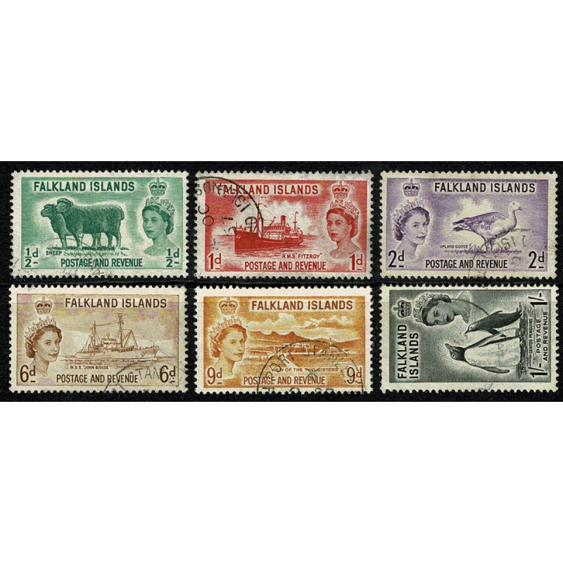 Falkland Islands.1952-57 QEII definitives. SG 187-192