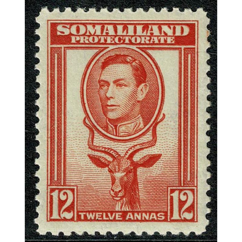 Somaliland Protectorate 1938. 12a red  orange SG 100. Unmounted mint.