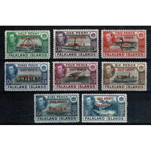 South Orkney's 1944. SG C1-C8 set of 8 values. Mounted Mint.
