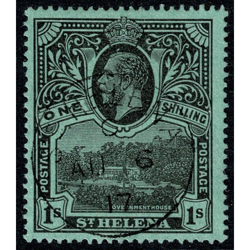GV. 1/- Black on green. Fine used single. SG 79.