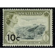 Swaziland. 1961 10c 0n 1/- black & deep olive. Unmounted Mint. SG 73