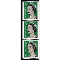 1966 3c coil issue. "white fleck above shoulder" variety. SG 404 var. UM