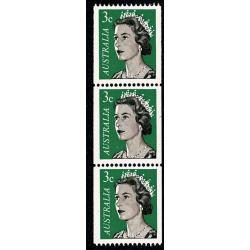 1966 3c coil issue. "white fleck above shoulder" variety. SG 404 var. UM