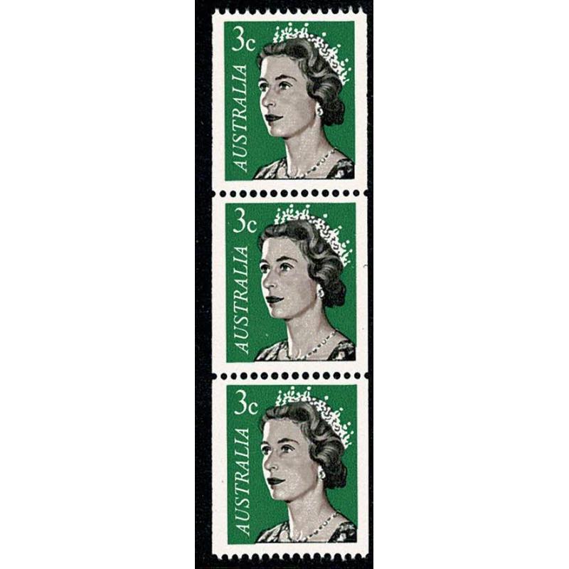 1966 3c coil issue. "white fleck above shoulder" variety. SG 404 var. UM