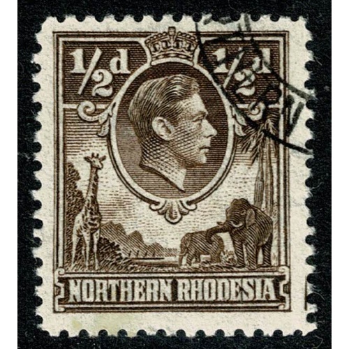 Northern Rhodesia. 1938-52 ½d chocolate Perf 12½. Fine Used. SG 26