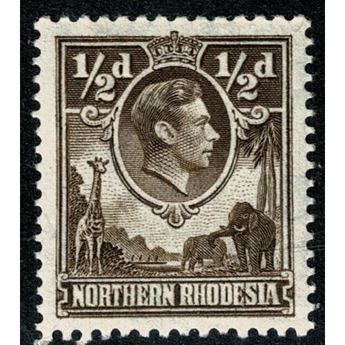 Northern Rhodesia. 1938-52 ½d chocolate Perf 12½ x 14. Mounted Mint. SG 26a