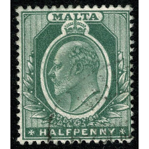 Malta. 1903-04. ½d green. Fine Used single. SG 38