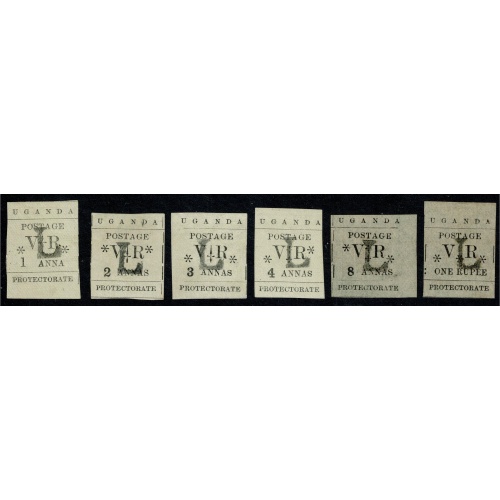 Uganda Protectorate. 1896 Typeset short set of six. Type 7 "L" Overprint. Unused. SG 70-75