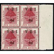 Orange Free State. 1900 VRI (raised stops). 6d on 6d bright carmine. SG 119. Unmounted mint.