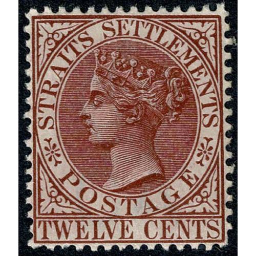 Straits Settlements 1883 12c brown-purple. Unmounted mint. SG 67