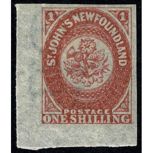 Newfoundland. 1862 rose-lake SG 23 var, paper makers watermark. Mounted mint.
