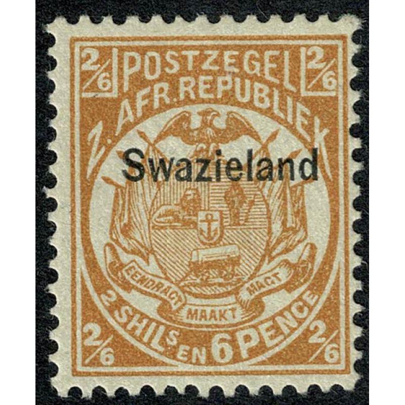 Swaziland. 1890 2/6 buff. SG 7. Mounted mint.