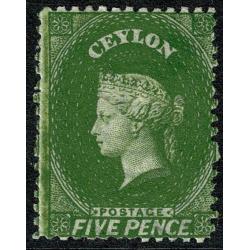 Ceylon 5d yellow-olive mounted mint. SG 54b