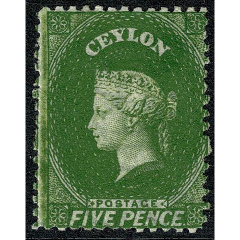 Ceylon 5d yellow-olive mounted mint. SG 54b