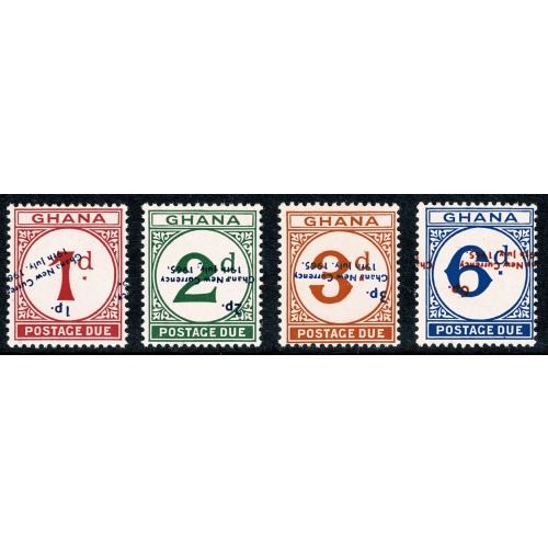 Ghana 1965 Postage Due Surcharge Inverted. Unmounted Mint. Set of 4 values D19a-D22a.